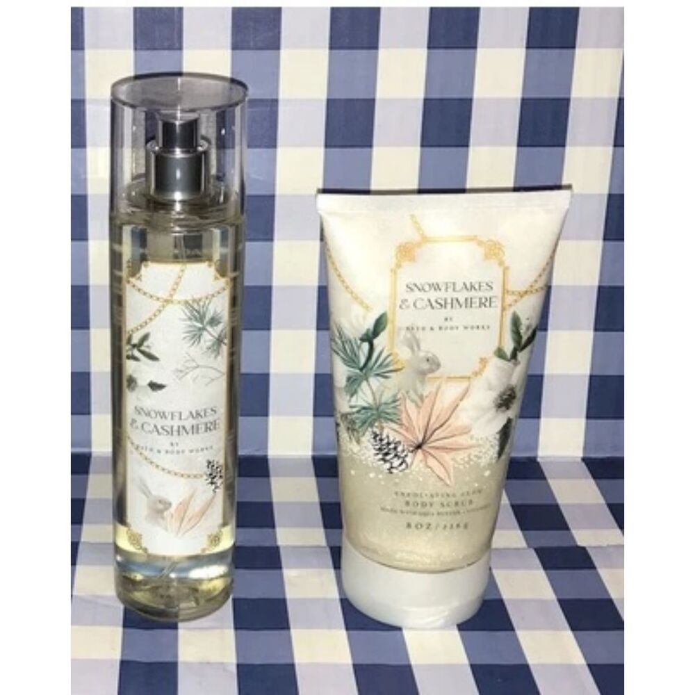 Bath & Body Works Snowflakes & Cashmere Body Spray and Scrub B13